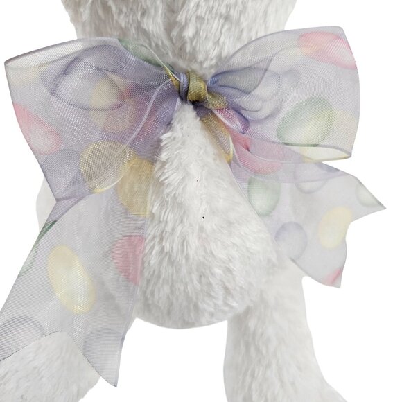 Hallmark White Plush Bunny Bow Pastel Polka Dots 8 in Stuffed Animal Vintage - Picture 5 of 10